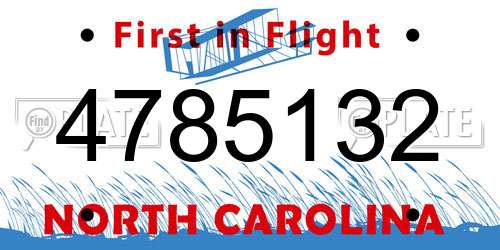 4785132 North Carolina License Plate