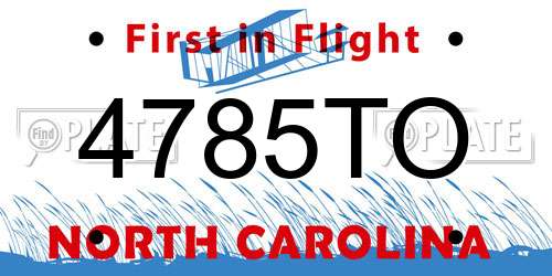 4785TO North Carolina License Plate