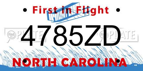 4785ZD North Carolina License Plate