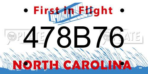 478B76 North Carolina License Plate