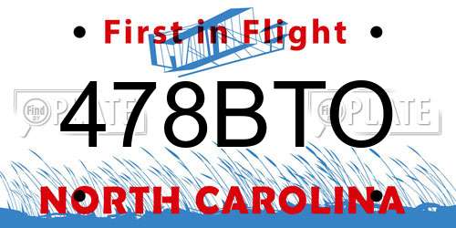 478BTO North Carolina License Plate