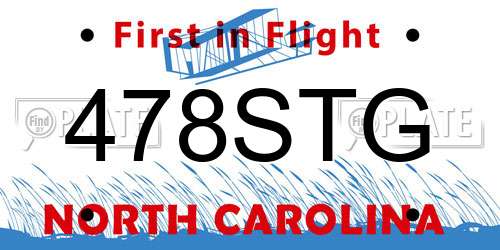 478STG North Carolina License Plate