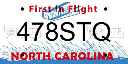 478STQ North Carolina License Plate