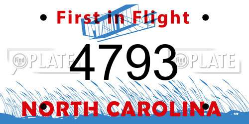 4793 North Carolina License Plate