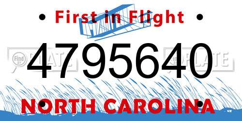 4795640 North Carolina License Plate