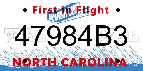 47984B3 North Carolina License Plate