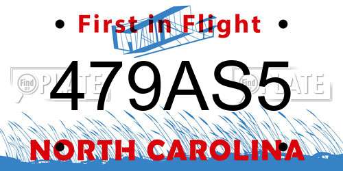 479AS5 North Carolina License Plate