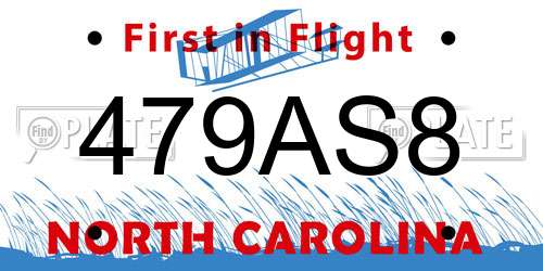 479AS8 North Carolina License Plate