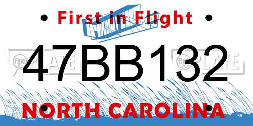 47BB132 North Carolina License Plate