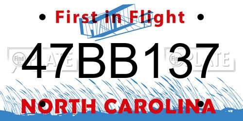 47BB137 North Carolina License Plate