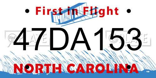 47DA153 North Carolina License Plate
