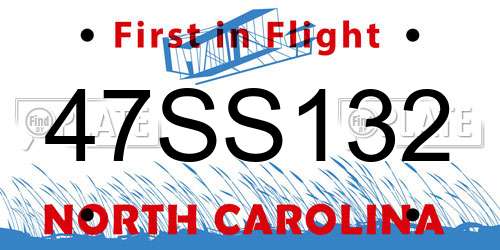 47SS132 North Carolina License Plate