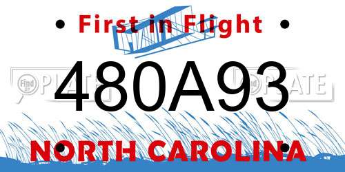480A93 North Carolina License Plate
