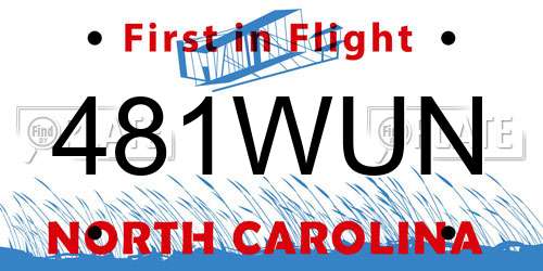 481WUN North Carolina License Plate