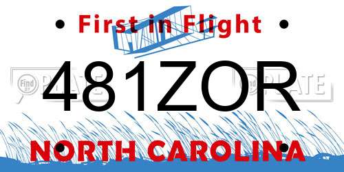 481ZOR North Carolina License Plate