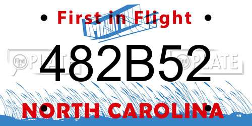482B52 North Carolina License Plate