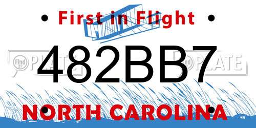 482BB7 North Carolina License Plate