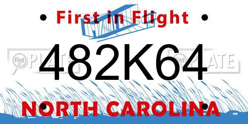 482K64 North Carolina License Plate