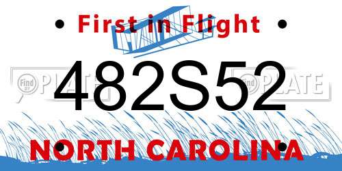 482S52 North Carolina License Plate