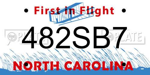 482SB7 North Carolina License Plate