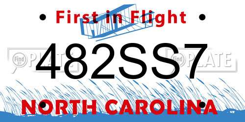 482SS7 North Carolina License Plate