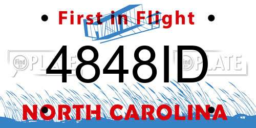 4848ID North Carolina License Plate