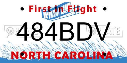 484BDV North Carolina License Plate