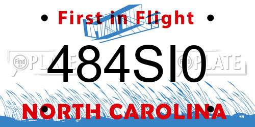 484SI0 North Carolina License Plate