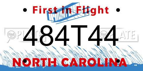 484T44 North Carolina License Plate