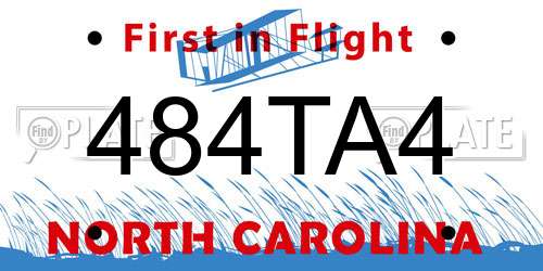 484TA4 North Carolina License Plate
