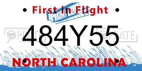 484Y55 North Carolina License Plate