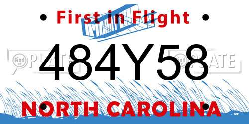 484Y58 North Carolina License Plate