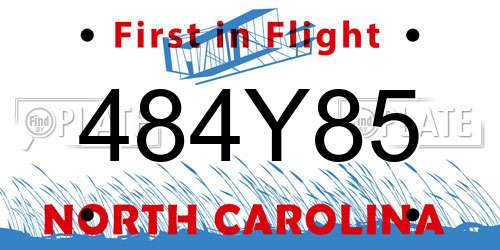 484Y85 North Carolina License Plate