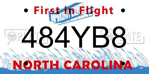 484YB8 North Carolina License Plate