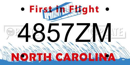 4857ZM North Carolina License Plate