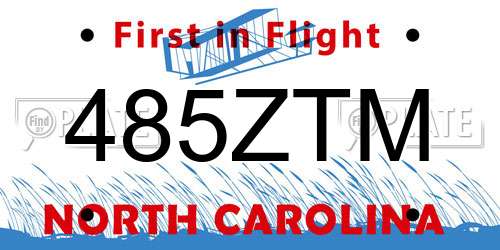 485ZTM North Carolina License Plate