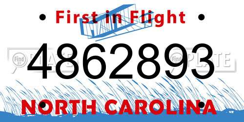 4862893 North Carolina License Plate