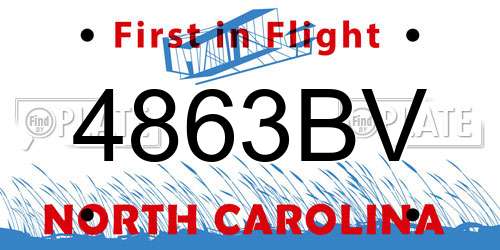 4863BV North Carolina License Plate