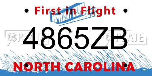 4865ZB North Carolina License Plate