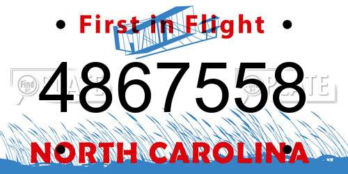 4867558 North Carolina License Plate