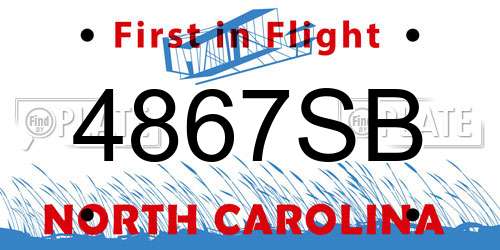 4867SB North Carolina License Plate