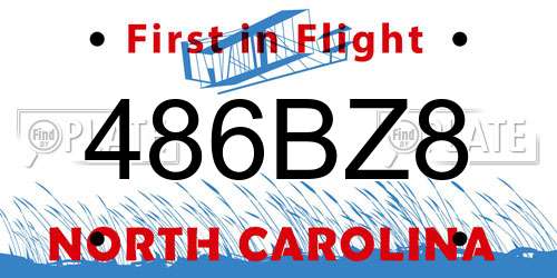 486BZ8 North Carolina License Plate