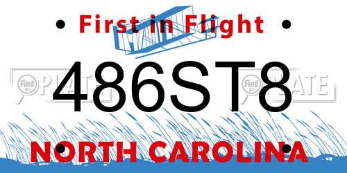 486ST8 North Carolina License Plate