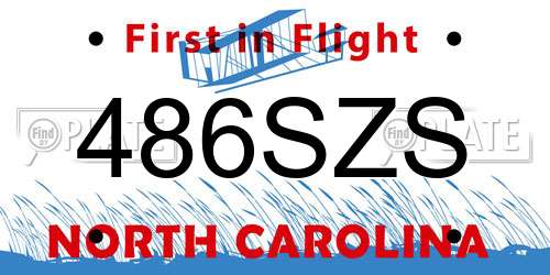 486SZS North Carolina License Plate