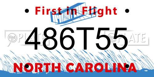 486T55 North Carolina License Plate