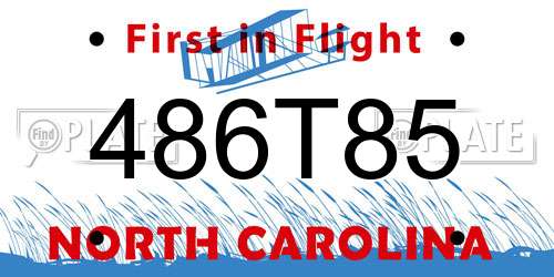 486T85 North Carolina License Plate