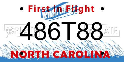 486T88 North Carolina License Plate