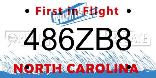 486ZB8 North Carolina License Plate