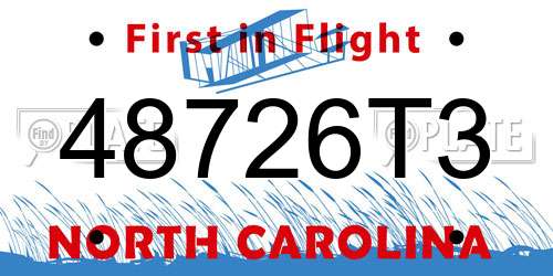 48726T3 North Carolina License Plate