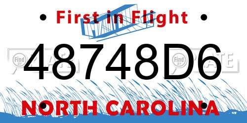 48748D6 North Carolina License Plate